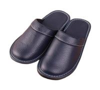 Leather Slippers Women Indoor Outdoor，leather Sandals Closed Toes，Couple's Home Indoor Breathable Non-slip Slippers Women (Color : Blue, Size : EUR37-38)