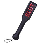Leather Slut Spanking Paddle for Sex Play, 12.8inch/32cm Total Length Paddle for Adults, Black