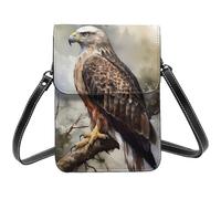 Leather Small Crossbody Bags for Women Cell Phone Purse Cellphone Wallet Watercolor of Hawk Sitting in The Tree Cell Phone Bag