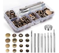 Leather Snap Fasteners Kit, OFONE 40 Sets Metal Button Snaps with 9 Setting Tools Canvas Screws Snap Repair Kit for Leather Crafts Jackets Clothes Shirts Jeans Wears Wallet Sewing