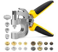 Leather Snaps 80 Sets and Fasteners Kit - Snap Fastener Kit with 80 Sets 15mm Metal Buttons, Snap Button Kit, Heavy Duty Snaps for Thick Fabric Canvas Clothes Boat Cover(DarkBlack-Yellow)