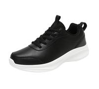 Leather Sneakers for Men Arch Support Memory Foam Orthopedic Trainers Breathable Athletic Running Trainers Non Slip Chunky Walking Sneakers Soft Comfortable Outdoor Hiking Shoes Tennis Gym Dark Gray