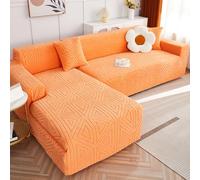 Leather Sofa Cover Corner Couch Protector for Living Room Soft Comfortable Chaise Longue Dustproof Furniture Shield (Orange 2 Seater + 2 Seater)