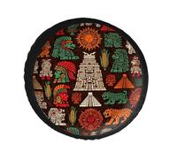 Leather Spare Tire Cover with Maya Civilization Totem Chichén Itzá Pattern, for Car SUV MPV RV Truck(Type A,34 inch)