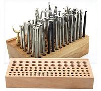 Leather Stamp Tools Holder, 98 Holes Integrated Wooden Rack for Stamping Punching Craft Supplies Storage Organizer for Leather Crafting Tools for DIY Artisans