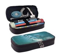 Leather Starry Night Sky Deep Outer Space Print Pencil case Aesthetic Pen Pouch Organizer for Girls Boys Adult School Office