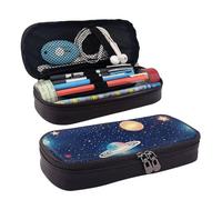 Leather Starry Sky Universe Space Print Pencil case Aesthetic Pen Pouch Organizer for Girls Boys Adult School Office
