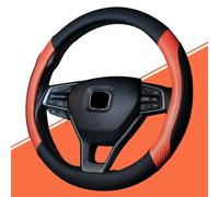 Leather Steering Wheel Cover for Cupra Ateca/Born/E-Racer/Formentor/Leon/TCR, 15 inch(38CM) Breathable Anti-Slip Steering Wheel Protector,D Orange