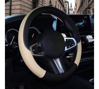 Leather Steering Wheel Cover for Land Rover Range Rover Evoque/Range Rover Sport/Range Rover Velar, 15 inch(38CM) Breathable Anti-Slip Steering Wheel Protector Auto Accessories,G Beige