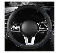 Leather Steering Wheel Cover for VW Polo MK5 6C 6R 2009 2017 | Breathable Anti-Slip Stable Protector for Car SUV Van, All Weather Car Interior Accessories, 37-38cm(Blue,O)