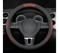 Leather Steering Wheel Covers for Audi A8 Saloon D3 5 Seats LWB 2002-2010, Protective Wrap Car Accessory Steering Wheel Protector Cover Breathable Anti-slip,O-Shape-Black and Brown