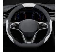 Leather Steering Wheel Covers for Opel Cascada 2013-2020, Protective Wrap Car Accessory Steering Wheel Protector Cover Breathable Anti-slip,D-Shape-Black and White