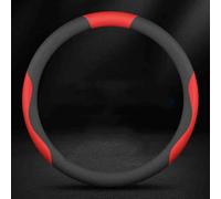 Leather Steering Wheel Covers for Toyota Crown 2005-2009, Anti-flip Microfiber Leather for Steering Wheel Protector Car Accessories,O-Shape-Black and Red