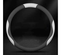 Leather Steering Wheel Covers for Toyota Crown 2005-2009, Anti-flip Microfiber Leather for Steering Wheel Protector Car Accessories,O-Shape-Black and White