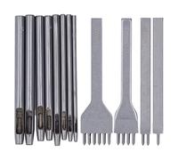 Leather Stitching Punch Set, Leather Prong Hole Punch Tool, Manual Round and Rhombus Punch Kit with 8 Round Sizes and 4 Tooth Options for DIY Leather Craft Projects