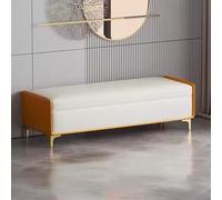 Leather stool with storage space, footstool with metal legs, bed bench, entrance bench with upholstered seat and storage chest for the living room