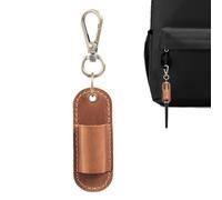 Leather Storage Case - Pen Holder Keychain, Compact Design Organizer, Smooth Texture, Secure Zip Closure | Anti Lost Leather Pouch for Home Office School Cafe Hotel Room Dorm Tabletop Pencil N