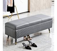 Leather Storage Ottoman Bench,Premium Storage Bench End Of Bed Upholstered Bench,Modern Bedroom Bench Entryway Bench Ottoman With Storage-Dark gray 100x40x45cm(39x16x18inch)