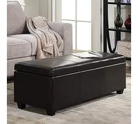 Leather Storage Ottoman For Living Room,Rectangle Lift Top End Of Bed Storage Bench,Solid Wood Storage Trunk Ottoman Multifunction Shoe Bench-A 60x45x42cm(24x18x17inch)