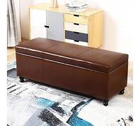 Leather Storage Ottoman For Living Room,Rectangle Lift Top End Of Bed Storage Bench,Solid Wood Storage Trunk Ottoman Multifunction Shoe Bench-D 100x45x42cm(39x18x17inch)