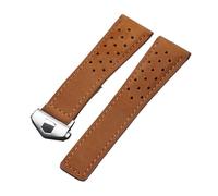 Leather Strap 20mm 22mm 24mm Cow Watch Band Compatible With Tag Heuer Carrera Series Wristband Universal Sport Soft Bracelet(Brown,24mm)