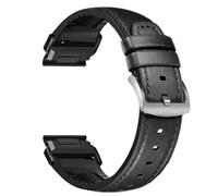 Leather Strap for Garmin Fenix 8 43mm 7s 6s Pro 5s Plus WatchBand Silicone Replacement Band Compatible with Garmin Epix Pro 42mm Descent Mk2S MK3i 43mm men's Wristband (black,Large)
