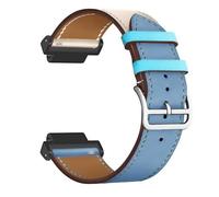 leather Strap for Garmin Forerunner 235 Lite 735 XT 230 220 630 620 stitching color Watch Band for Approach S20 S6 Wriststrap Bracelet Metal connectors (Blue White)