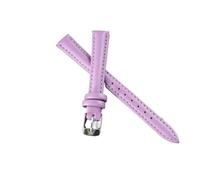 Leather Strap for Quick Disassembly and Replacement Vintage for Men and Women Thick and Soft(Light Purple (Silver),10mm)