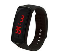 Leather Strap Watch Student Watch LED Electronic Sports Silicone Bracelet Women's Sports Watches (Black, One Size)