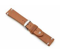 Leather Strap with White Stitching 20 mm / 18 mm Retro Look Quality Strap, Light Brown, Light Brown, BS Top Quality