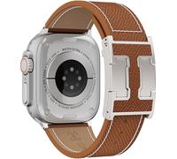 Leather Straps Compatible with Apple Watch Ultra 49mm,46mm,45mm,44mm for Men,Magnetic Leather Replacement Strap for iWatch Ultra 2/1 SE Series 10 9 8 7 6 5 4