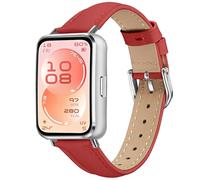 Leather Straps Compatible with Huawei Band 11/11 Pro Strap, Adjustable Genuine Leather Wristband Replacement Watch Band Strap for Huawei Band 11 Pro/11 Women Men (Red)