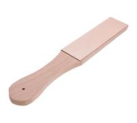 Leather Strop Block, Double-Sided Sharpening Paddle, Ergonomic Handle Cutter Honing Tool, Premium Cowhide, Polishing Compound Compatible, for Kitchen Knives, Chisels, Woodworking Bladed, 27.5cm Wood