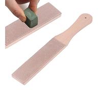 Leather Strop, Premium Leather Strop with Polishing Compound Set, 2 Sided Knife Stropping Block for Sharpening and Honing, Portable DIY Leather Honing Strop for Leather (A)