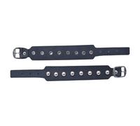 Leather Studded Wristband, Single Layer, Round Metal Studs, Black Cowboy punk style