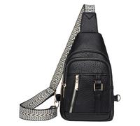 Leather Stuff Purses for Women Crossbody Bag 2024 New Leather Fanny Pack for Women Trendy Chest Bag Backpack with Adjustable Strap Body Bag for Hiking Sports Outdoor Travel (Black, One Size)