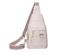 Leather Stuff Purses for Women Crossbody Bag 2024 New Leather Fanny Pack for Women Trendy Chest Bag Backpack with Adjustable Strap Body Bag for Hiking Sports Outdoor Travel (White, One Size)