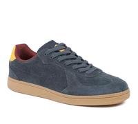 Leather Suede Lace Up Trainers - Navy Size 9