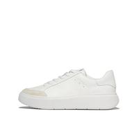 FitFlop Women's Rtg Leather/Suede Trainers, White, 3 UK