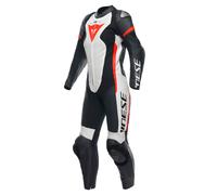 Dainese Grobnik 1-Piece Ladies Motorcycle Leather Suit, black-white-red, size 50 for Women