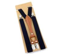 Leather Suspenders Belt With Elastic Clip On Braces Adjustable Straps For Wedding Suit Accessories pour le Travail et le Quotidien(Black)