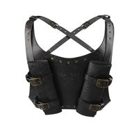 Leather Sword Sheath Holster Medieval Viking Knight Harness Belt with Double Adjustable Scabbard Back Holder Cosplay Costume Accessory (Black)