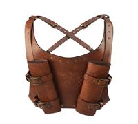 Leather Sword Sheath Holster Medieval Viking Knight Harness Belt with Double Adjustable Scabbard Back Holder Cosplay Costume Accessory (Brown)
