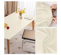 Leather Table Cover Protector Table Pad Vinyl Wipeable Tablecloth Wipeable Waterproof and Oil-Proof Faux Leather Table Cloths with Elastic Edge Non Slip Rectangle Dining Table Mat(90x90cm,Milky White)