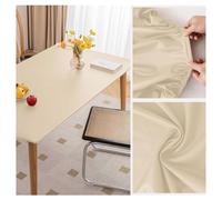 Leather Table Cover Protector Table Pad Vinyl Wipeable Tablecloth Wipeable Waterproof and Oil-Proof Faux Leather Table Cloths with Elastic Edge Non Slip Rectangle Dining Table Mat(90x150cm,Beige)