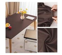 Leather Table Cover Protector Table Pad Vinyl Wipeable Tablecloth Wipeable Waterproof and Oil-Proof Faux Leather Table Cloths with Elastic Edge Non Slip Rectangle Dining Table Mat(90x160cm,Brown)