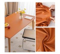 Leather Table Cover Protector Table Pad Vinyl Wipeable Tablecloth Wipeable Waterproof and Oil-Proof Faux Leather Table Cloths with Elastic Edge Non Slip Rectangle Dining Table Mat(90x140cm,Orange)