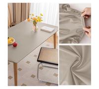 Leather Table Cover Protector Table Pad Vinyl Wipeable Tablecloth Wipeable Waterproof and Oil-Proof Faux Leather Table Cloths with Elastic Edge Non Slip Rectangle Dining Table Mat(90x180cm,Light Gray)