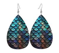 Leather Teardrop Earrings For Women, 3d Magical Dragon Scales Pattern Lightweight Dangle Earrings Fashion Jewelry Gifts For Women Ladies