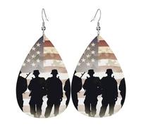 Leather Teardrop Earrings For Women, Armed Forces Day American Lightweight Dangle Earrings Fashion Jewelry Gifts For Women Ladies